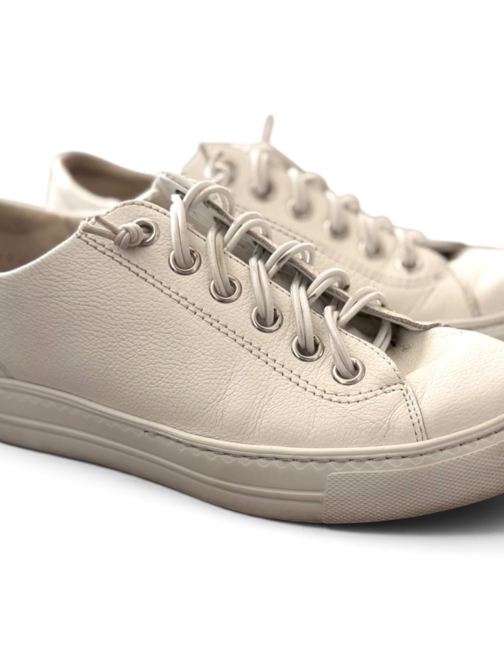 paul green hadley sneaker white leather low top lace up women's 7.5 luxury shoes - Picture 2 of 7